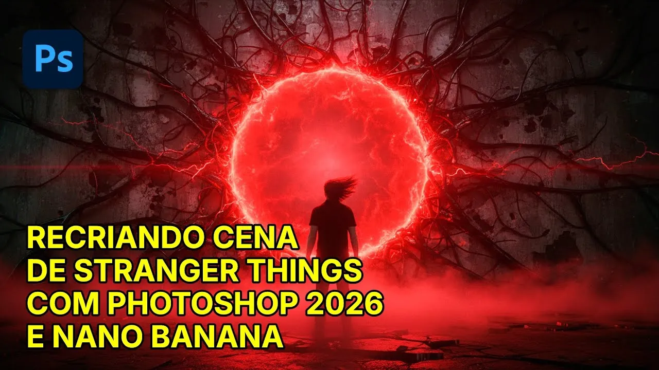 Como Recriar uma Cena de Stranger Things no Photoshop 2026 usando Nano Banana (PASSO A PASSO) | ::Tutoriais Photoshop::