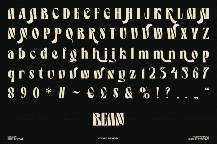 Bean - Display Font - Fonte Gratuita | Tutoriais Photoshop Bean - Display Font - Fonte Gratuita | Tutoriais Photoshop